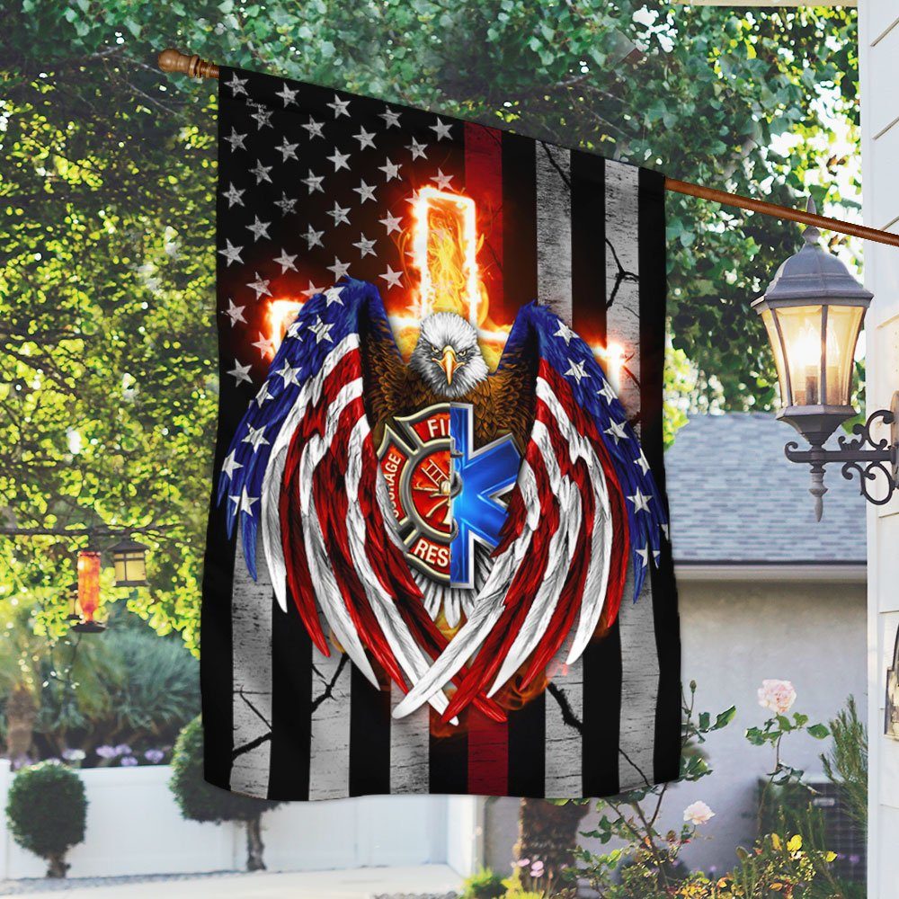 American Firefighter EMT Eagle Flag LHA2127F