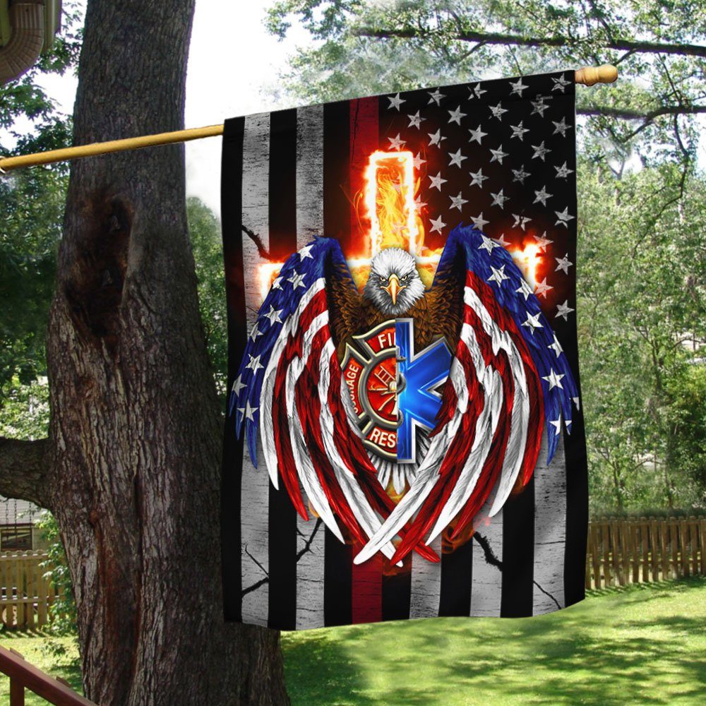 American Firefighter EMT Eagle Flag LHA2127F