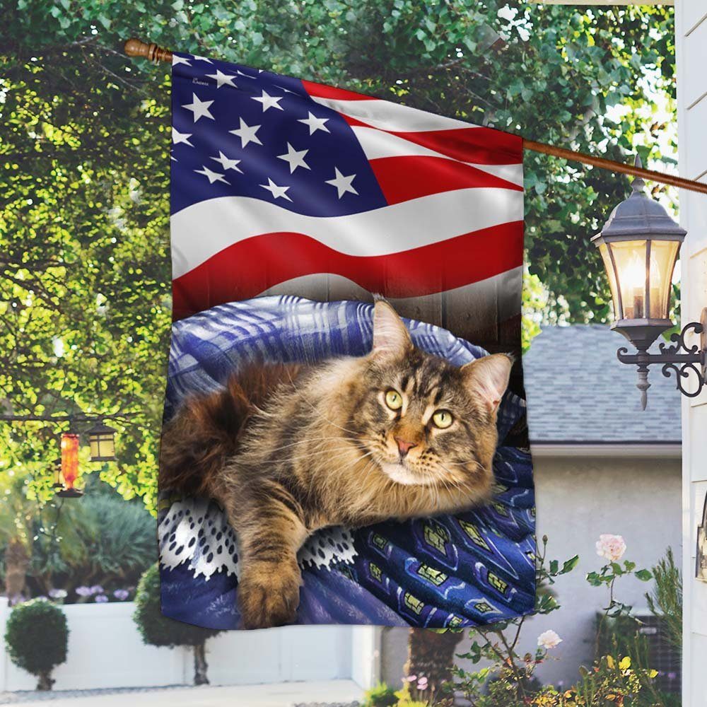 American Flag Maine Coon Cat Patriotic Cat BNN69F