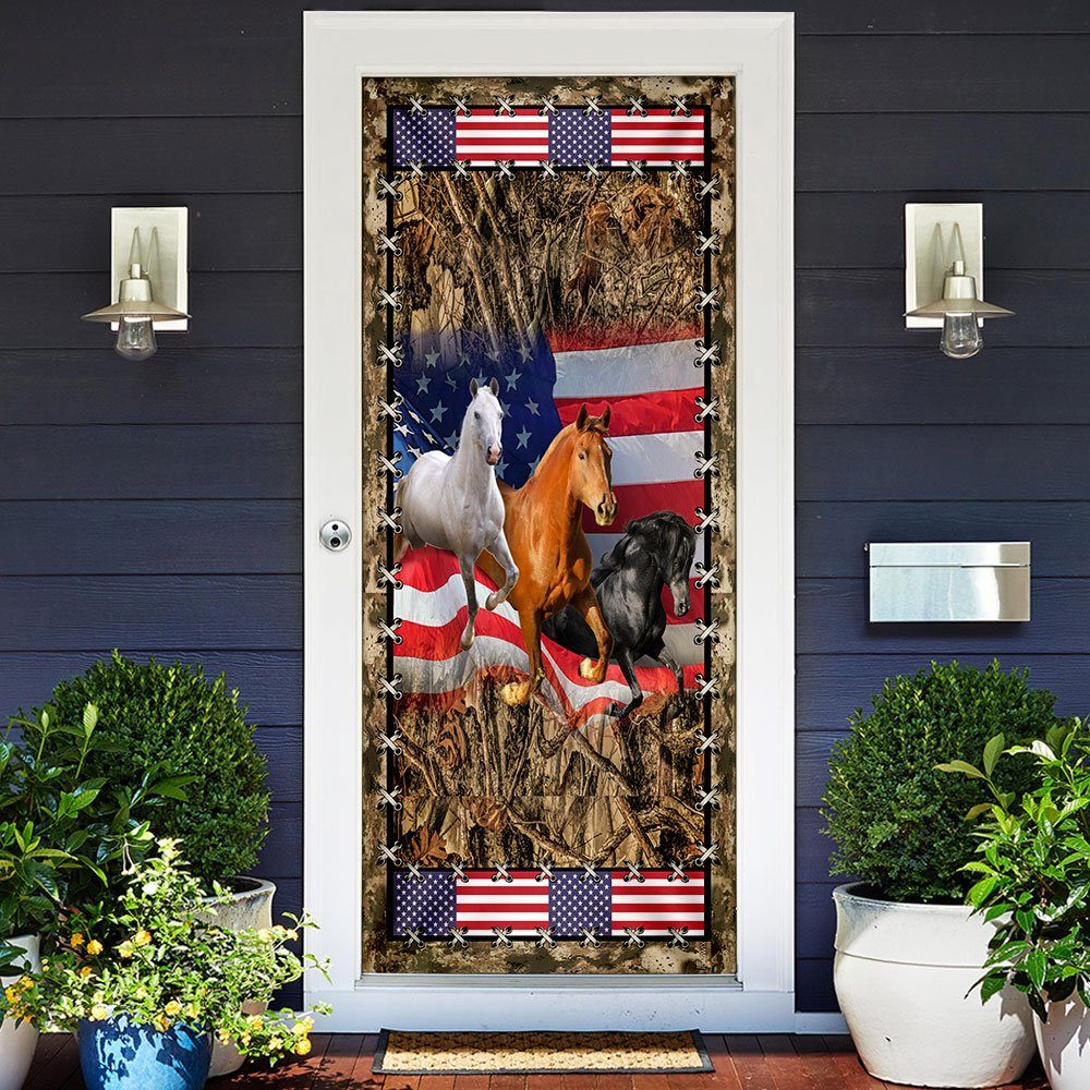 American Horses Running Door Cover