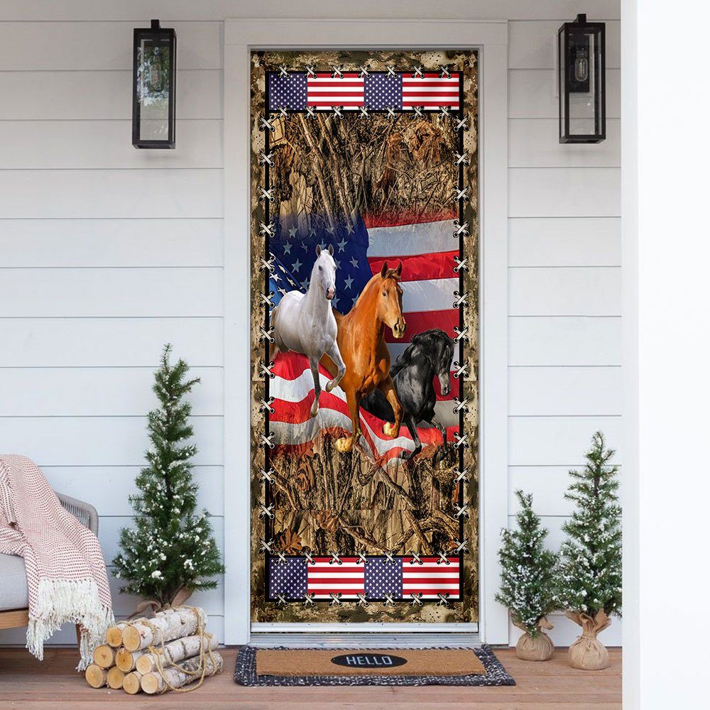 American Horses Running Door Cover