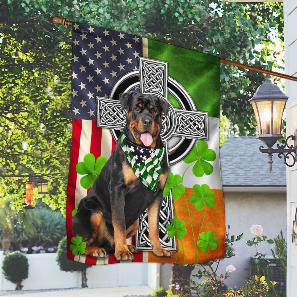 American Irish Flag Rottweiler Irish Cross Shamrock Flag TRL91Fv5