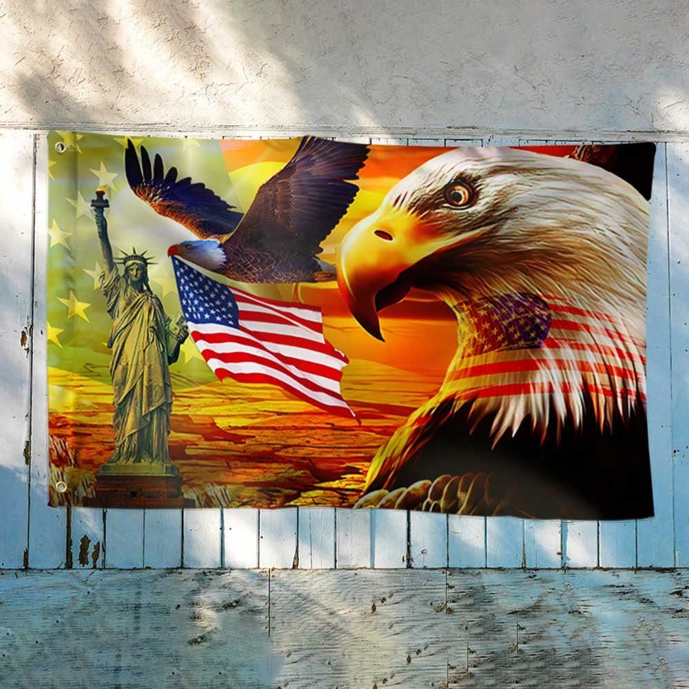 American Pride Grommet Flag Eagle Sunset Freedom LNT227GF