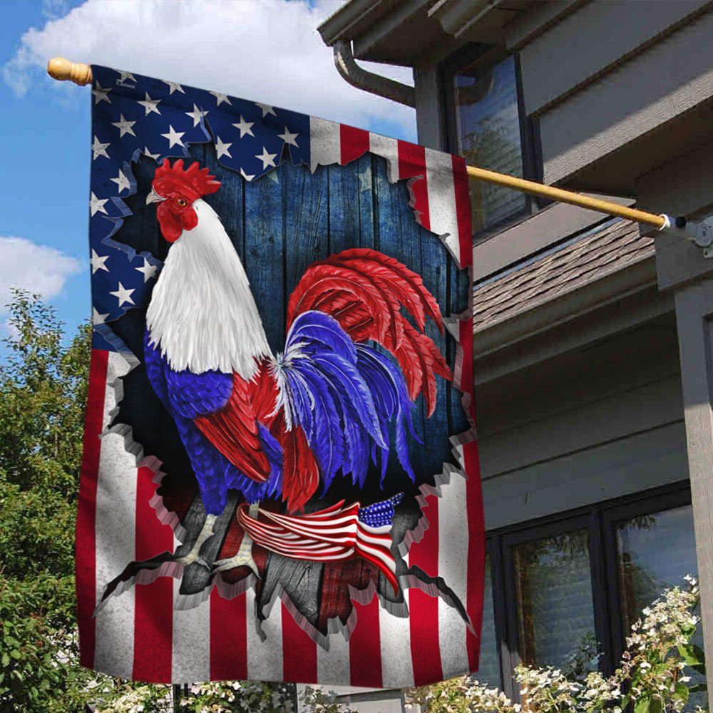 American Rooster Chicken Flag DDH3142Fv1