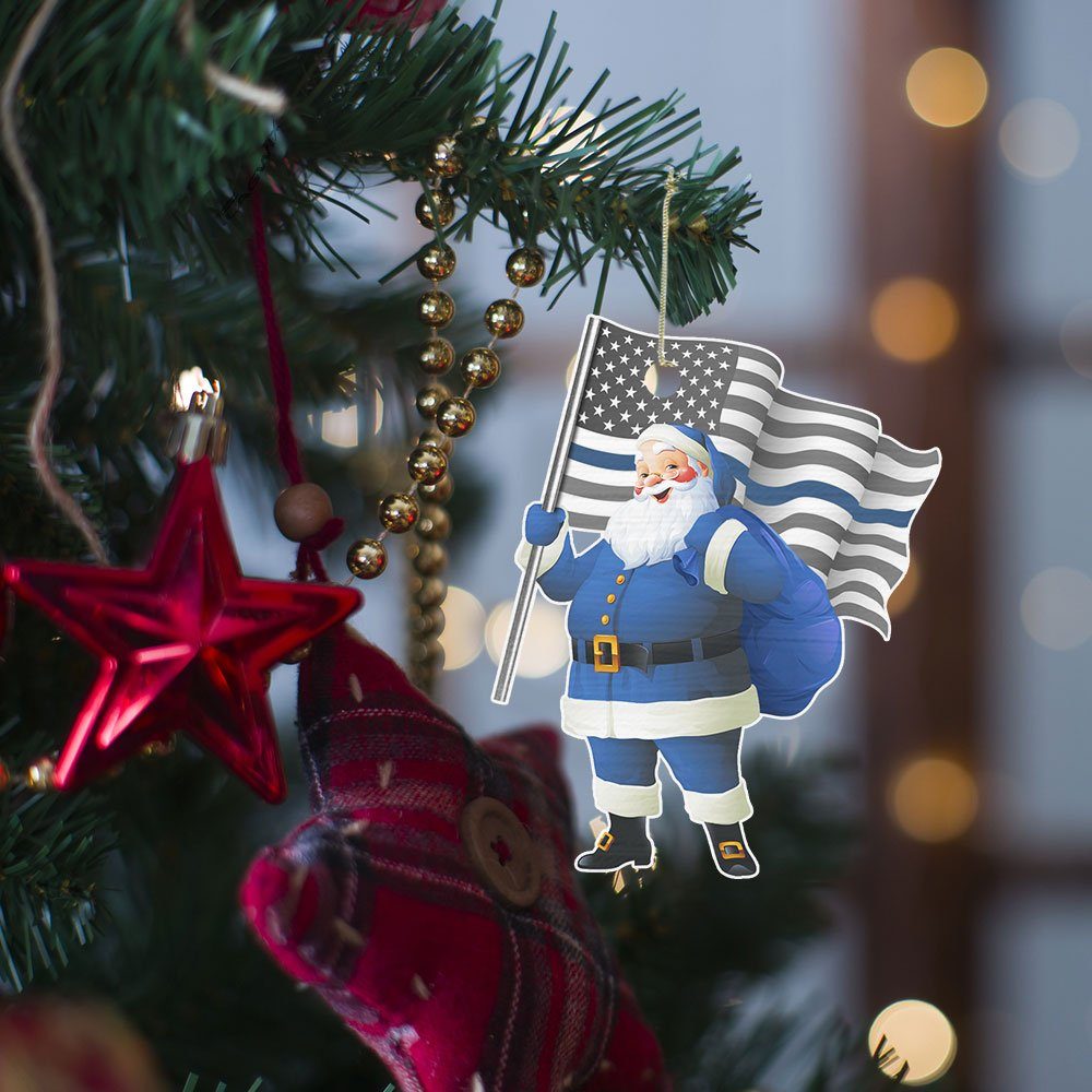 American The Thin Blue Line Santa Ornament MBH221O