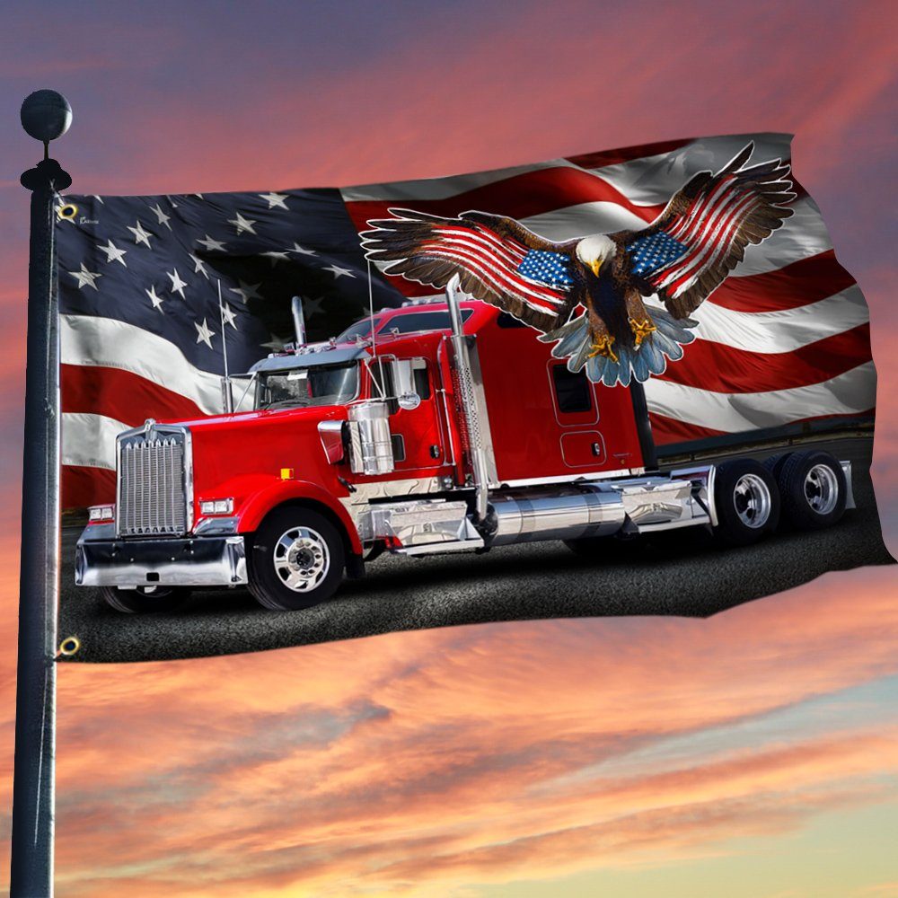 American Truck. Patriot Trucker American Eagle Grommet Flag THN3712GFv1