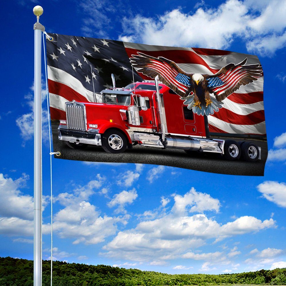 American Truck. Patriot Trucker American Eagle Grommet Flag THN3712GFv1