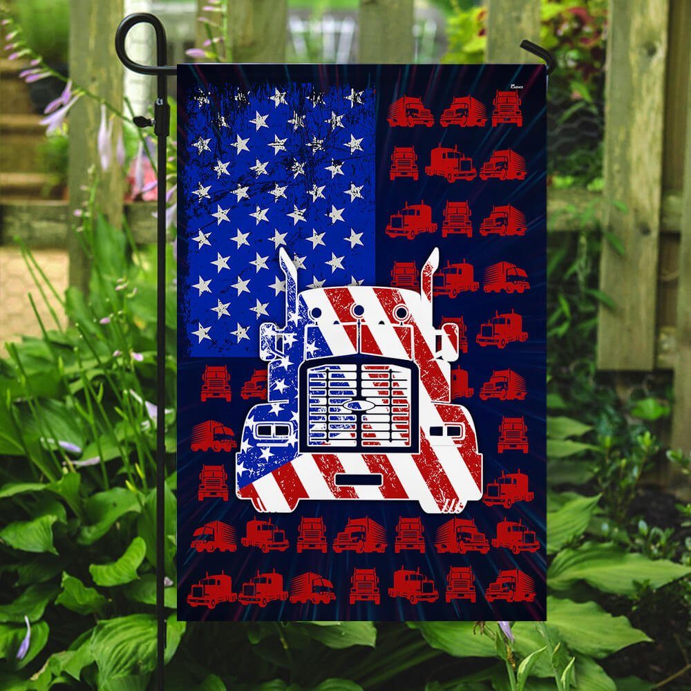 American Trucker 4th Of July Flag