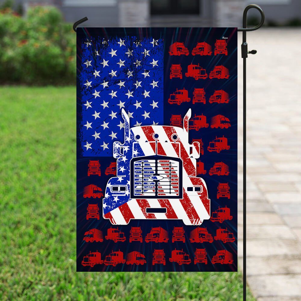 American Trucker 4th Of July Flag