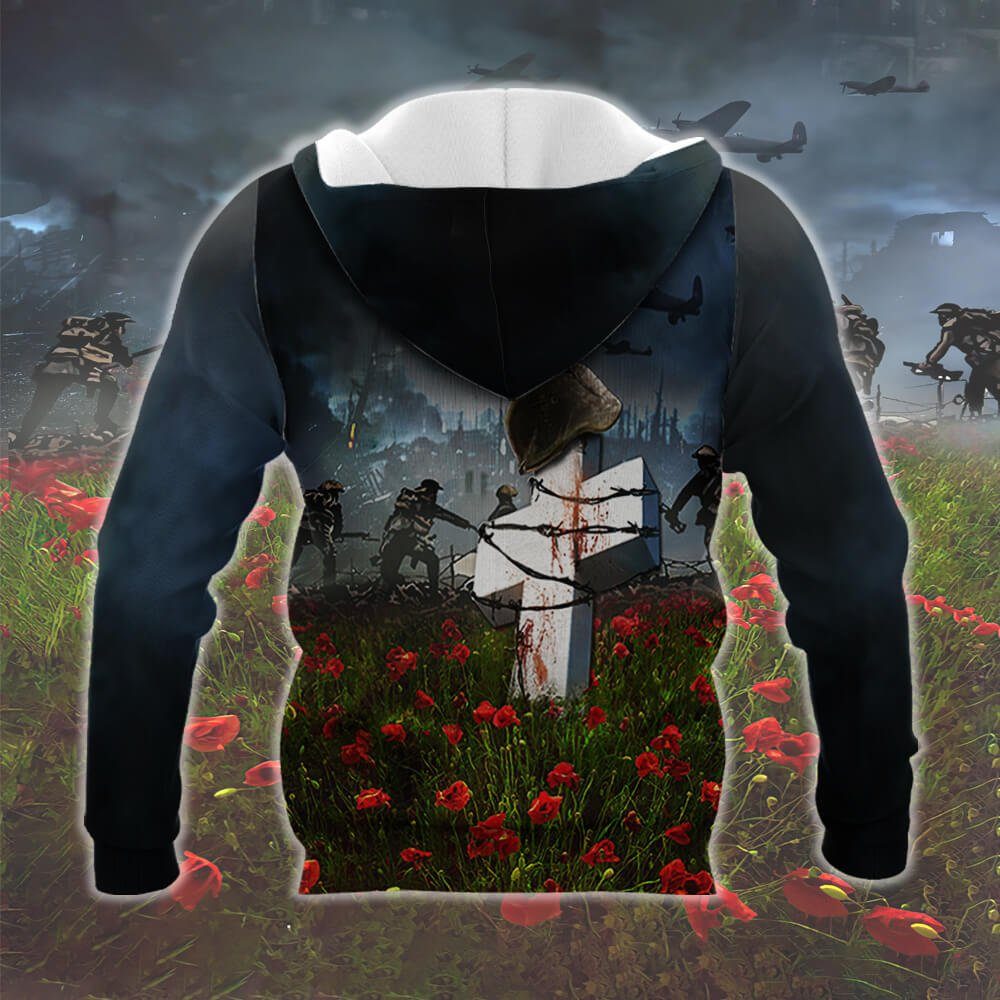 American Veteran 3D Zip Hoodie Poppy Memories  NTB246ZH