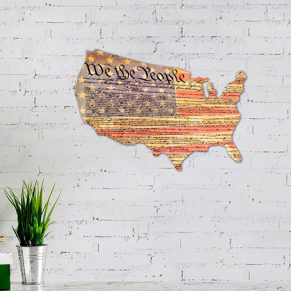 American We The People Hanging Metal Sign Map NNT121MS