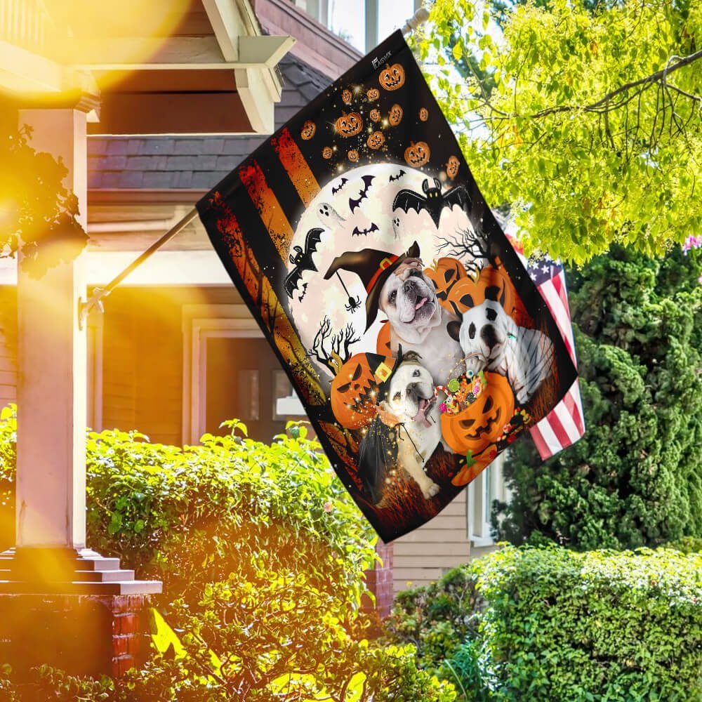 Amusing Bulldog Halloween Flag Flagwix™ Happy Halloween Bulldog Flag