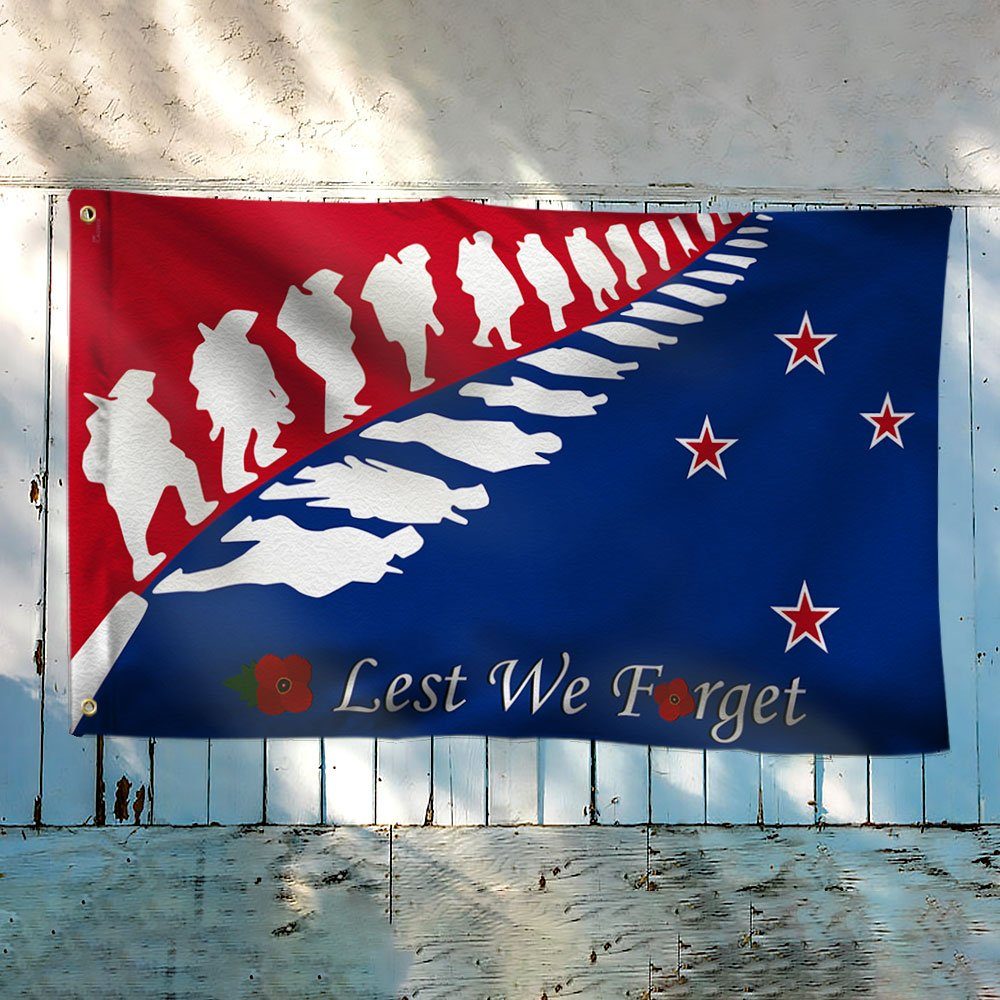 Anzac Day Grommet Flag New Zealand Lest We Forget LHA1748GF