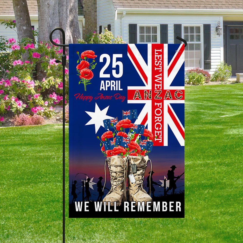 Anzac Day Veteran Boots We Will Remember Australian Flag MLN1143F