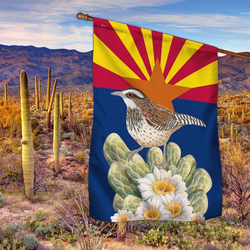 Arizona Flag Cactus Wren and Saguaro Cactus Blossom BNN475F