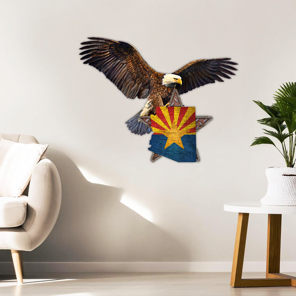 Arizona State Hanging Metal Sign Patriotic Eagle QNK20MSv5