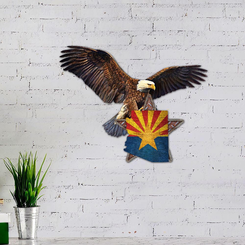 Arizona State Hanging Metal Sign Patriotic Eagle QNK20MSv5