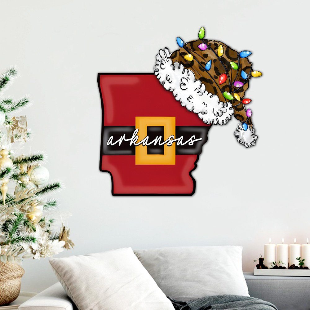 Arkansas Chirtsmas Hanging Metal Sign Merry Christmas LNT689MS