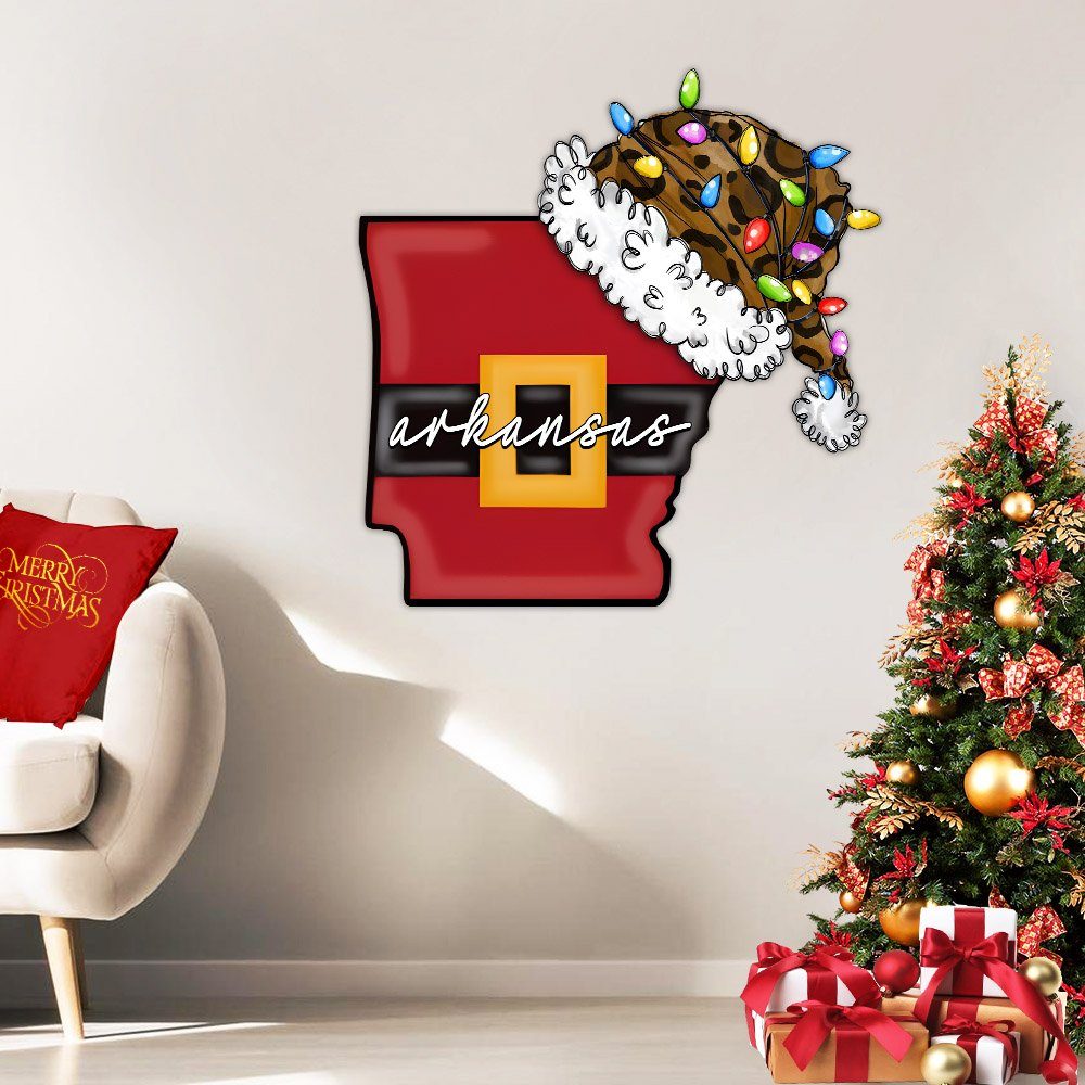 Arkansas Chirtsmas Hanging Metal Sign Merry Christmas LNT689MS