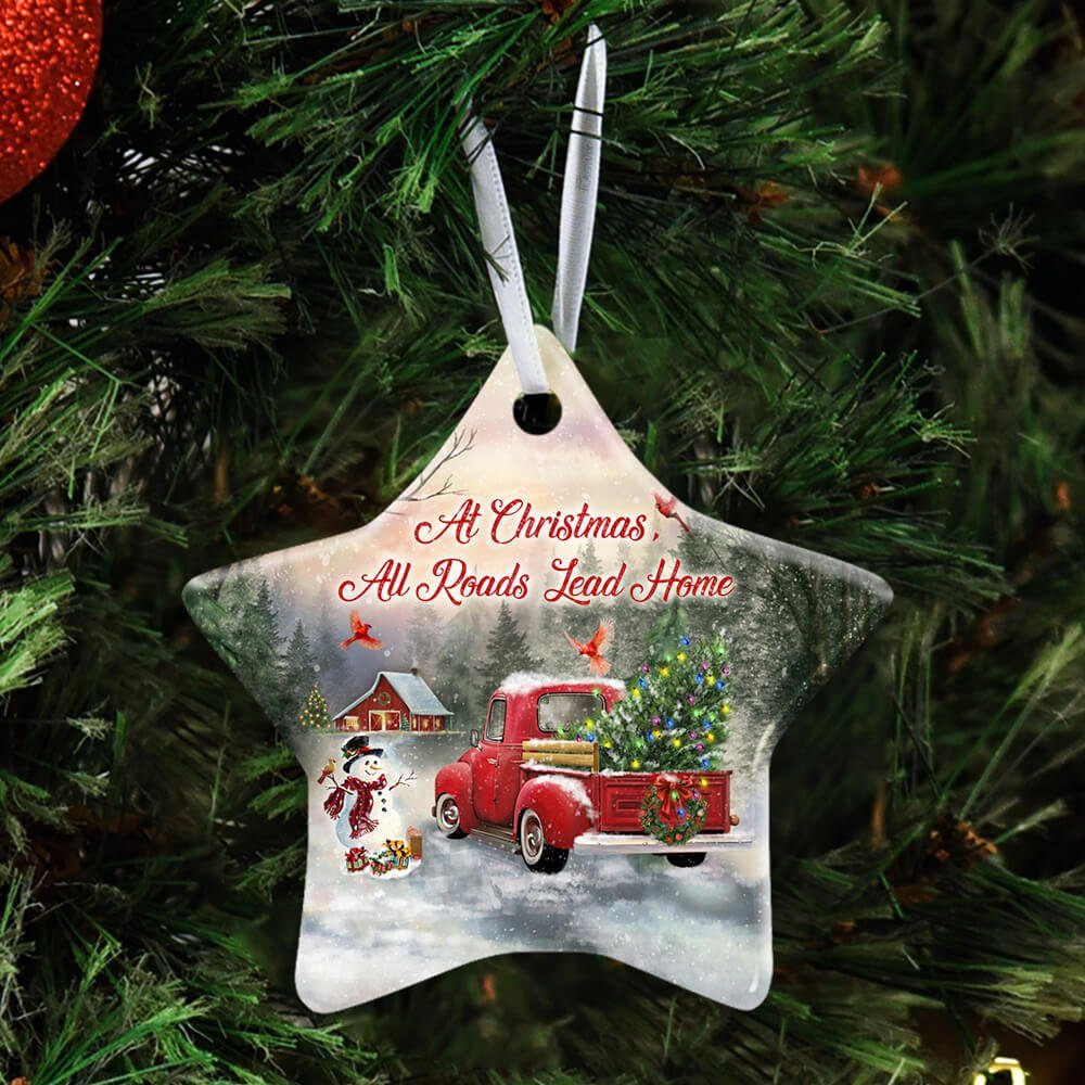 At Christmas All Roads Lead Home Ceramic Ornament