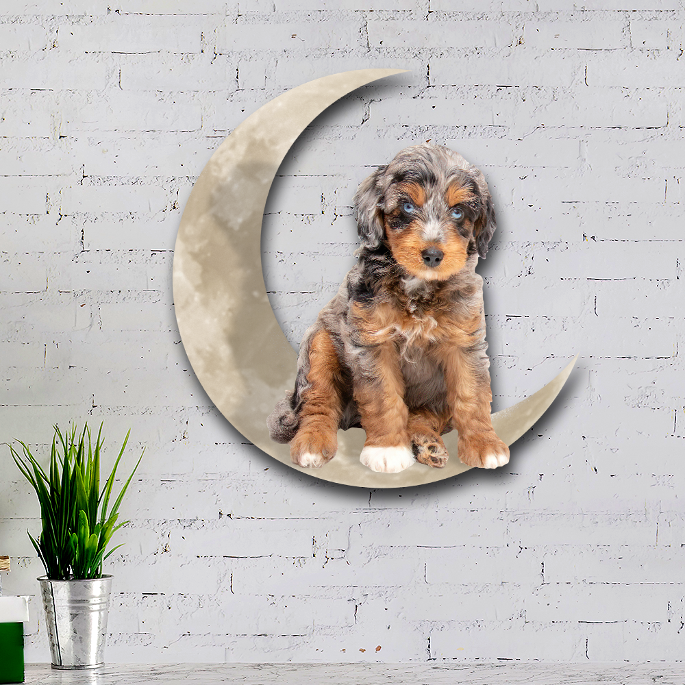 Aussiedoodle Dog And Moon Hanging Metal Sign QNK879MSv53