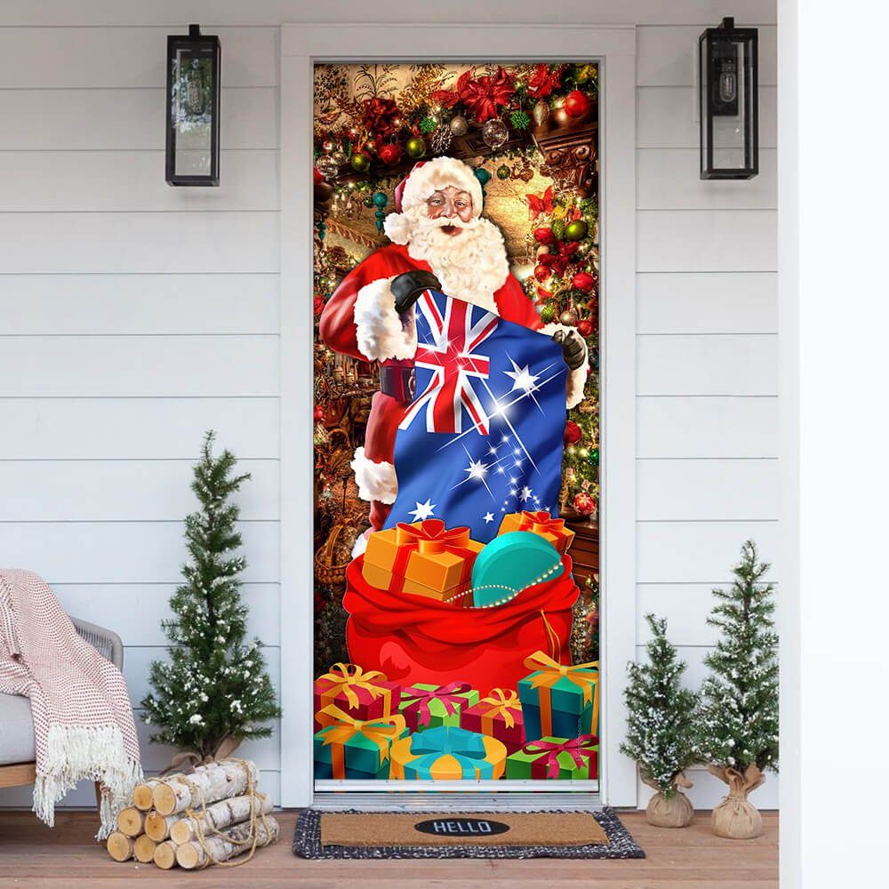 Australia Christmas Door Cover Santa Laughing NNT105Dv2