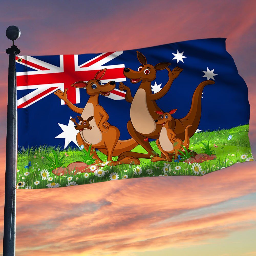 Australia Day Flag Happy Kangaroo Family LNT852FG