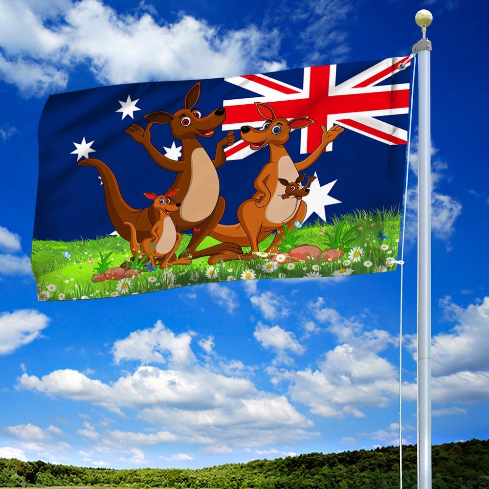 Australia Day Flag Happy Kangaroo Family LNT852FG