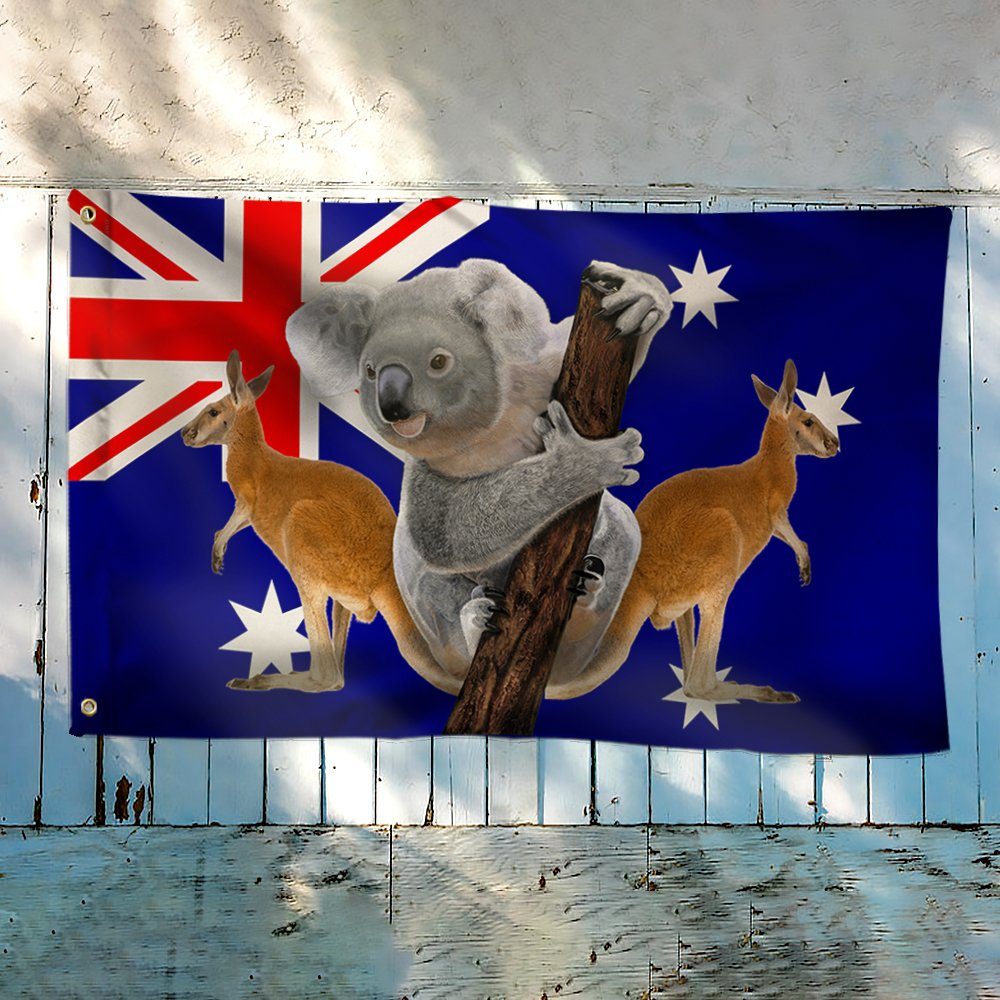 Australian Flag Aussie Kangaroo Koala Australian Day Grommet Flag TRV1732GF