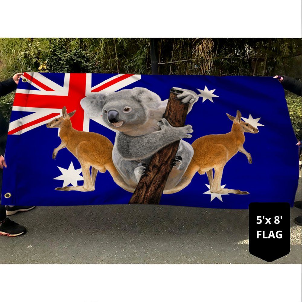 Australian Flag Aussie Kangaroo Koala Australian Day Grommet Flag TRV1732GF