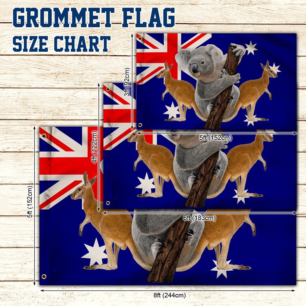 Australian Flag Aussie Kangaroo Koala Australian Day Grommet Flag TRV1732GF