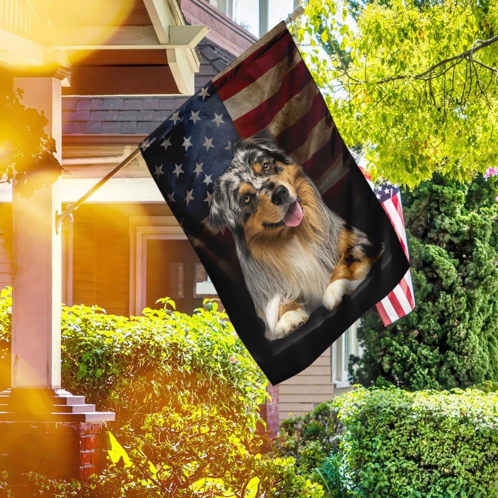 Australian Shepherd American Flag