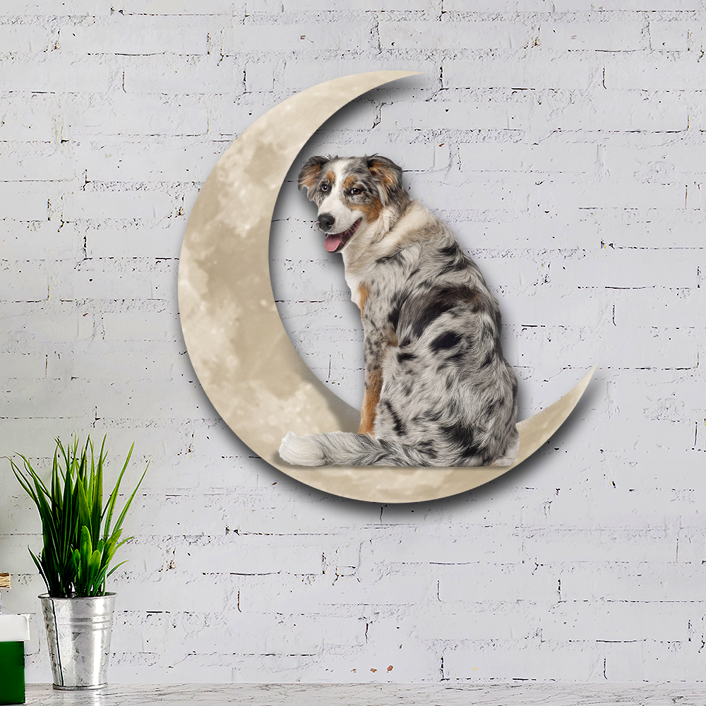 Australian Shepherd Dog And Moon Hanging Metal Sign QNK879MSv10