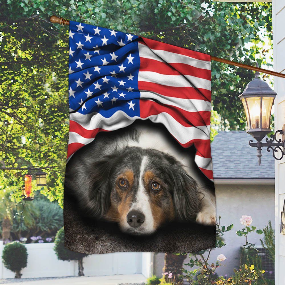 Australian Shepherd Patriot American Flag THH3345F