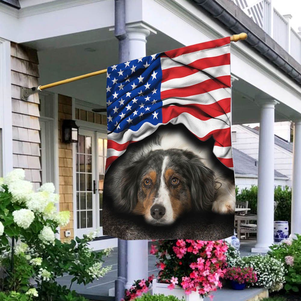 Australian Shepherd Patriot American Flag THH3345F