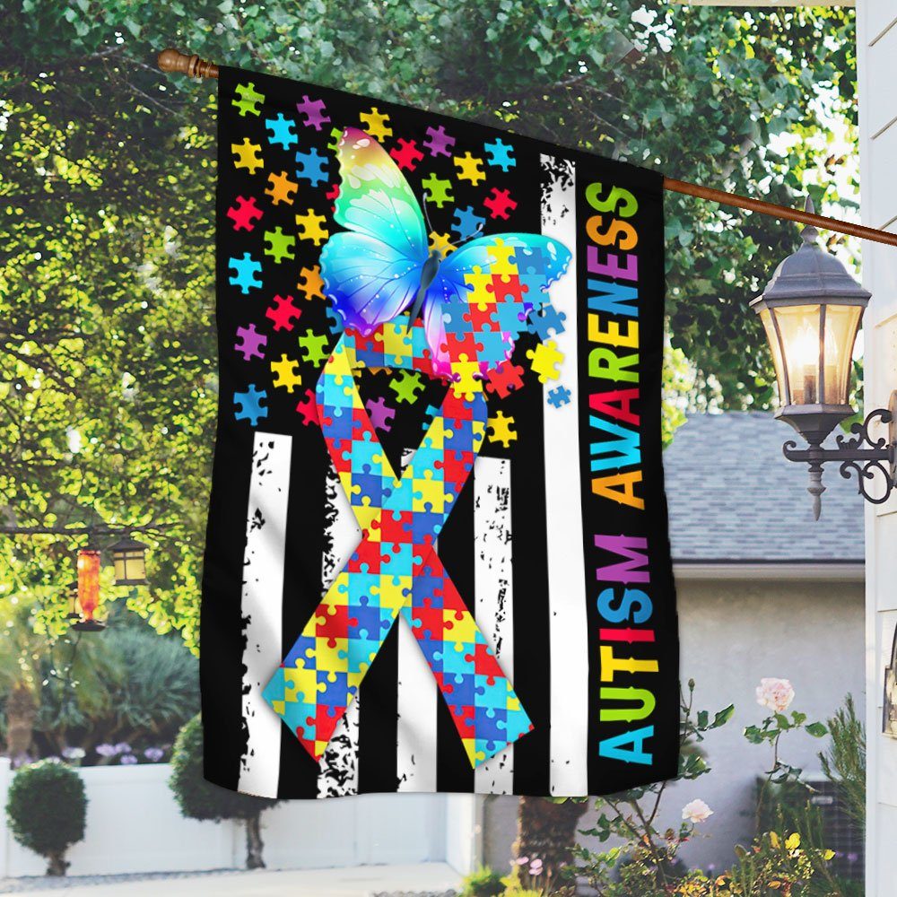 Autism Awareness Flag Butterfly Autism American Flag TRH1889F