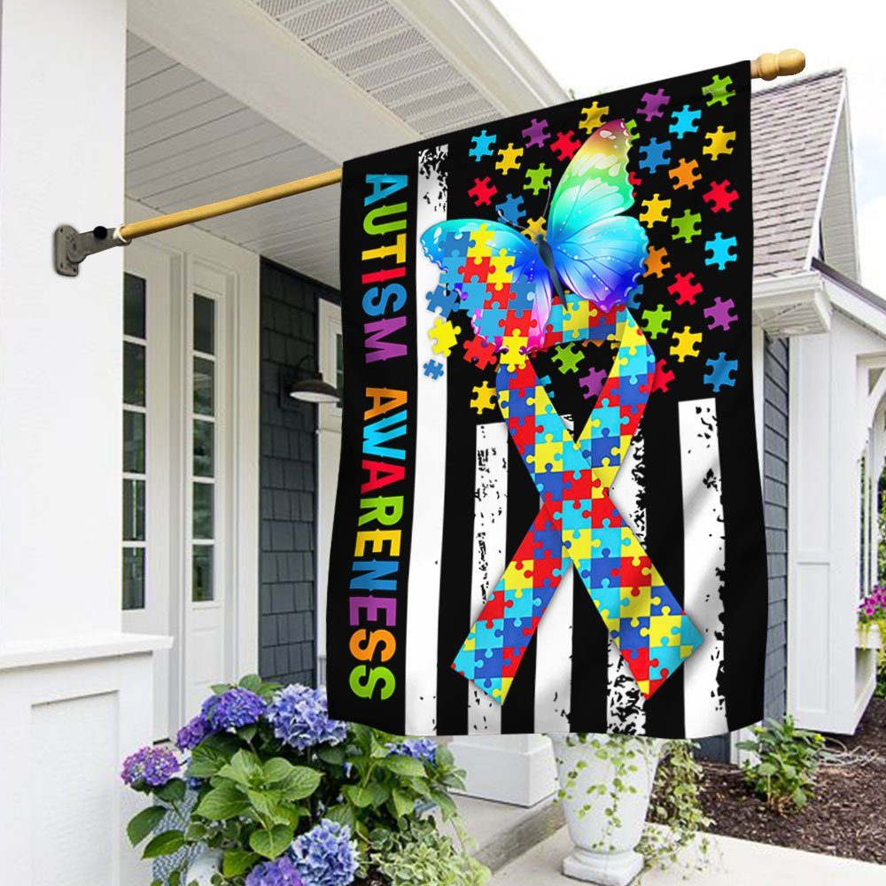 Autism Awareness Flag Butterfly Autism American Flag TRH1889F