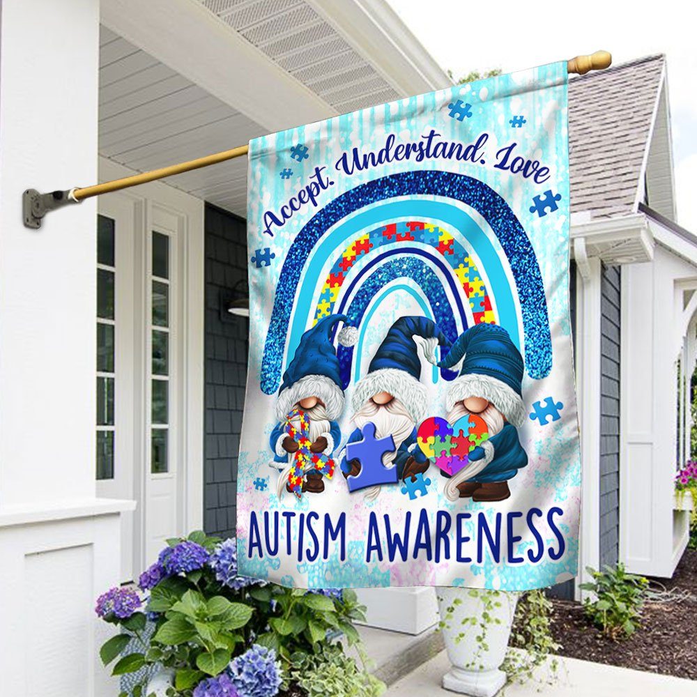 Autism Awareness Gnomes Flag Accept Understand Love DBD3370F