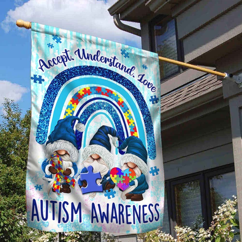 Autism Awareness Gnomes Flag Accept Understand Love DBD3370F