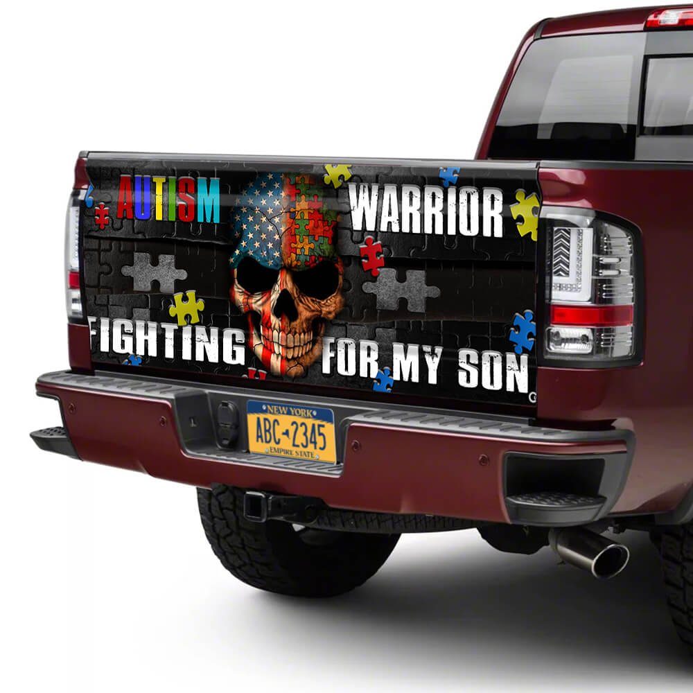 Autism Awareness Warrior For Son Truck Tailgate Decal Sticker Wrap