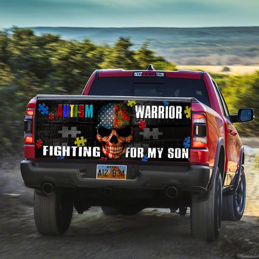 Autism Awareness Warrior For Son Truck Tailgate Decal Sticker Wrap
