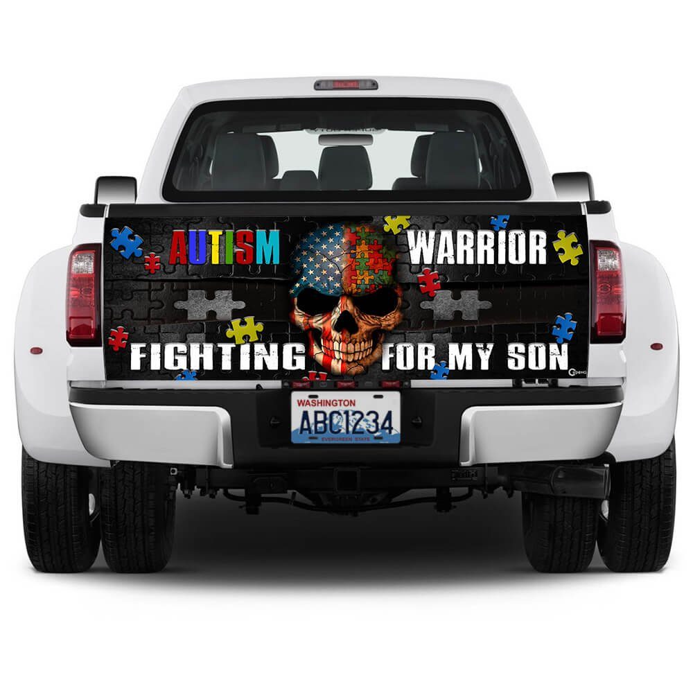 Autism Awareness Warrior For Son Truck Tailgate Decal Sticker Wrap