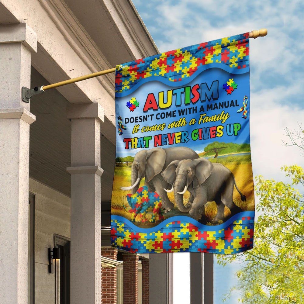 Autism Elephant Family Flag