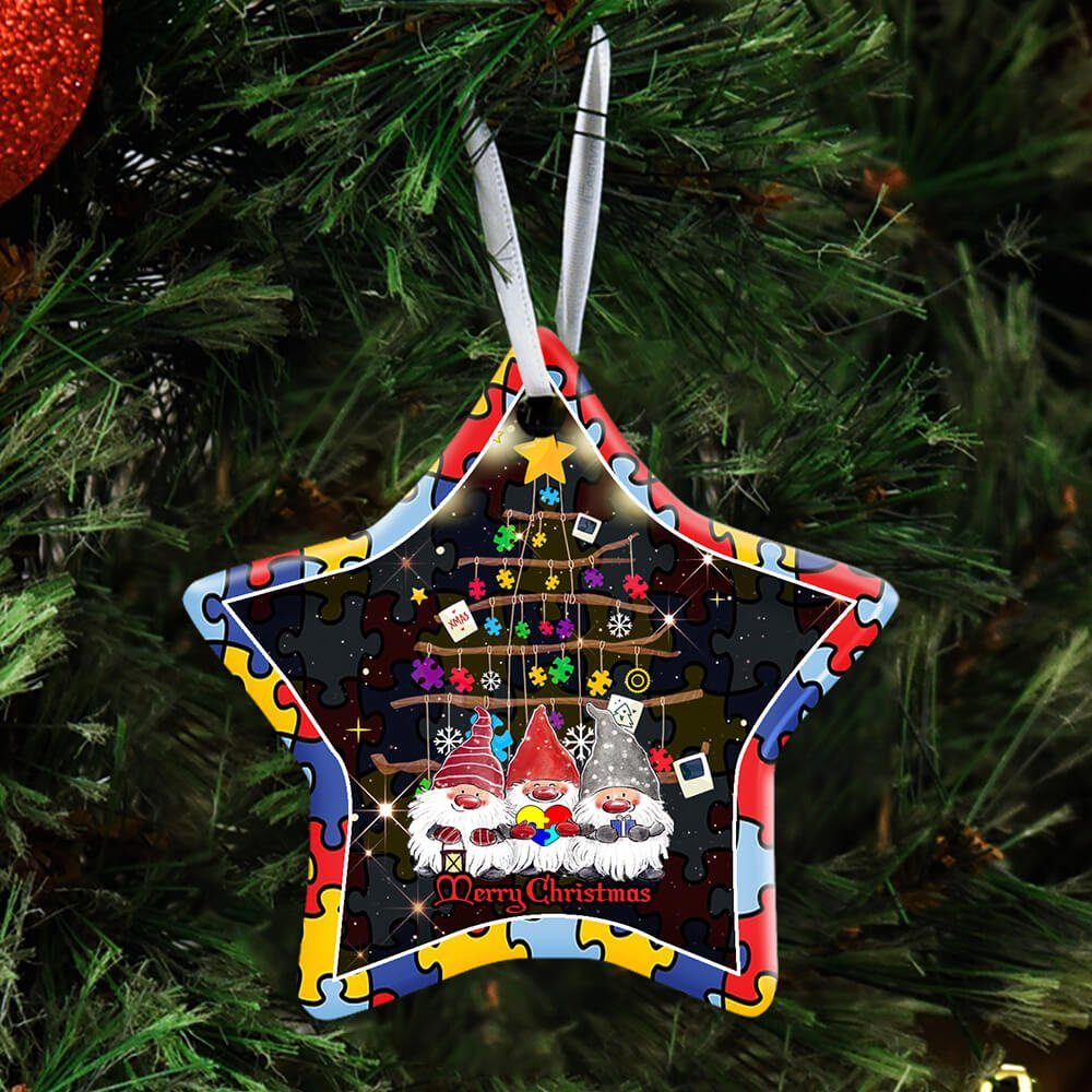 Autism Family Merry Christmas Ceramic Ornament