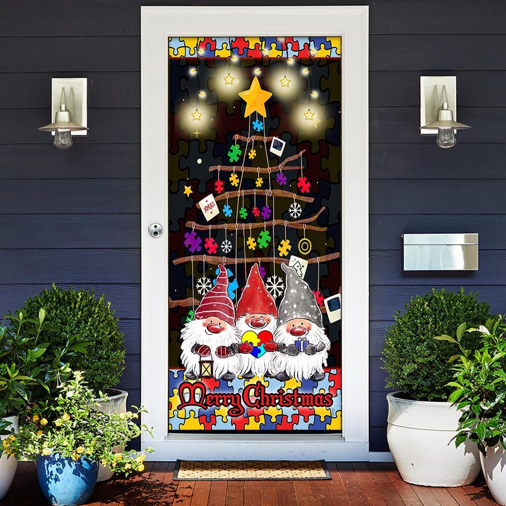 Autism Family Merry Christmas Door Cover