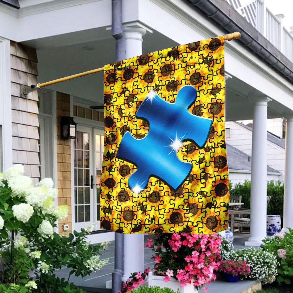 Autism Puzzle Piece Sunflower Flag