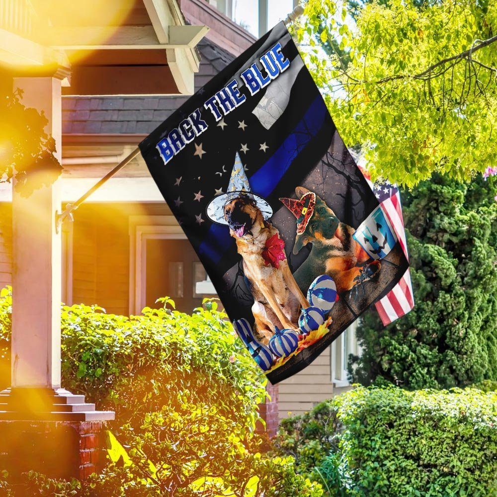 Back The Blue German Shepherd Halloween Flag