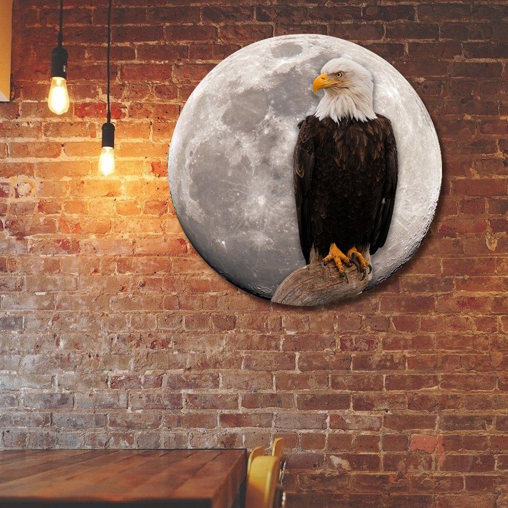 Bald Eagle And Moon Hanging Metal Sign TQN45MS