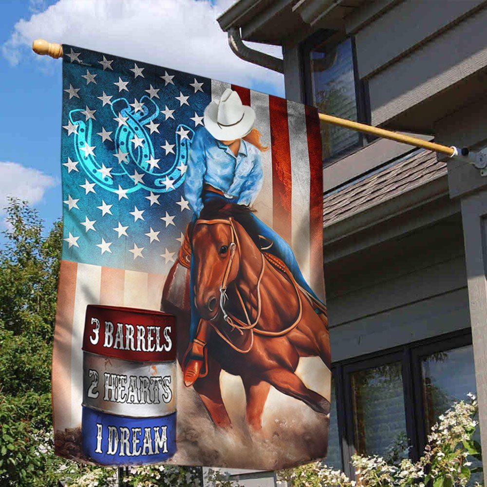 Barrel Horse Racing American Flag THH3651F