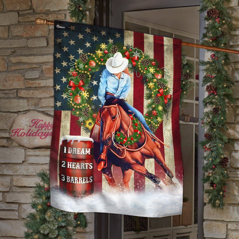 Barrel Racing Christmas Horse Flag MLN619F